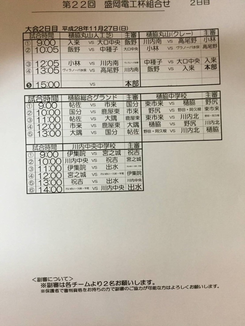 盛岡電工杯2日目 川内中央中学校サッカー部 ブログ